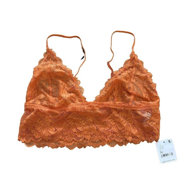 Free People Other - NEW Free People Women's Medium Orange Ginger Lace Intimates Strappy Bralette